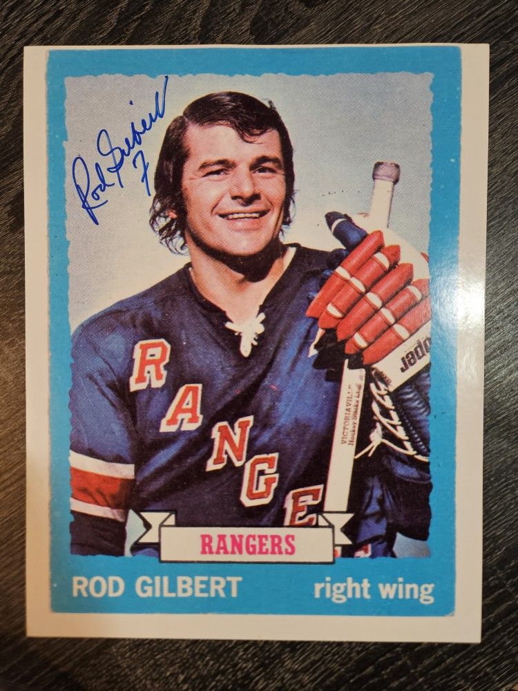 Signed Rod Gilbert New York Rangers Hockey HOF 8x10 Picture Autograph NHL Auto Photo