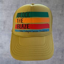 John Wayne Cancer Foundation Block The Blaze Trucker Hat Yellow Snapback Rope Cap