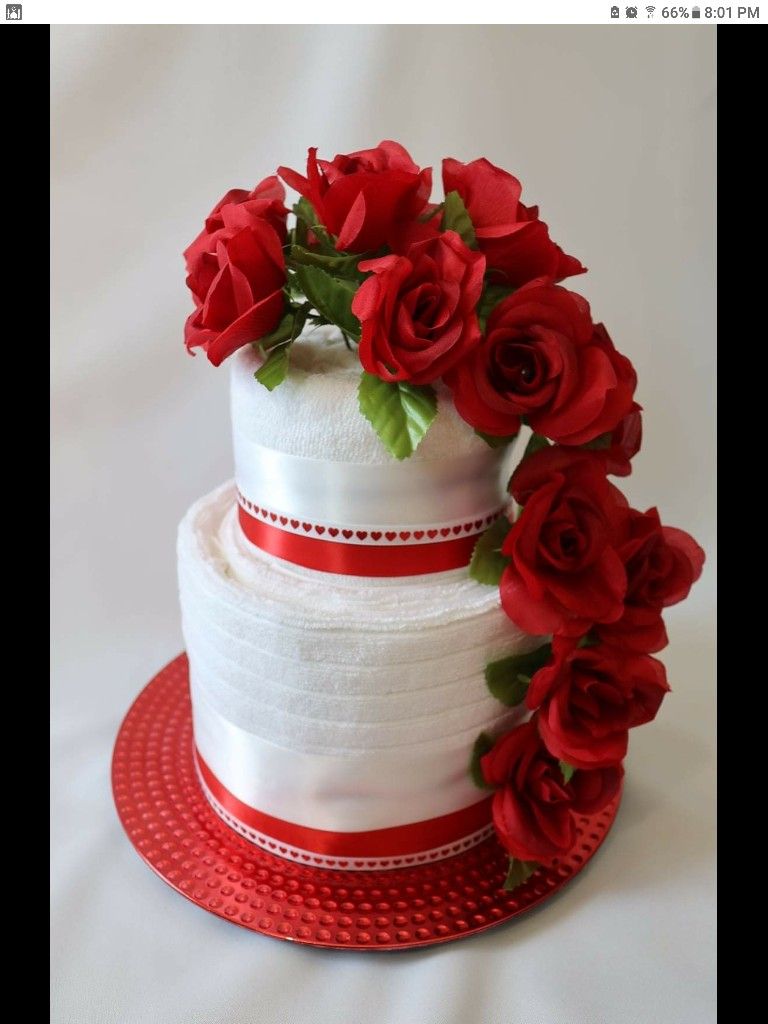 2 tier Wedding Towel Cake