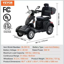 Heavy-duty 4-wheel mobility scooters for seniors and adults, 500 pounds capacity, 31 miles 3-speed long-range, 800-speed recreational electric wheelch