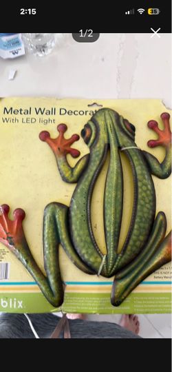 Metal Frog Wall Decor with LED Light