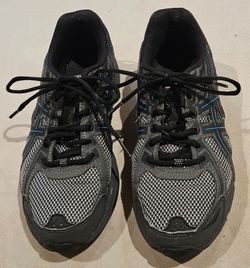ASICS womens running shoes black gray blue size 8