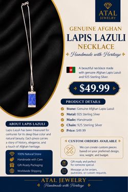 🇦🇫 Genuine Afghan Lapis Lazuli necklace, handmade with 925 Sterling Silver.