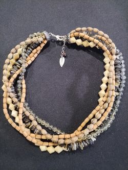 Coldwater Creek Multi Strand Layered Mixed Media Tunisa Style Beaded Necklace