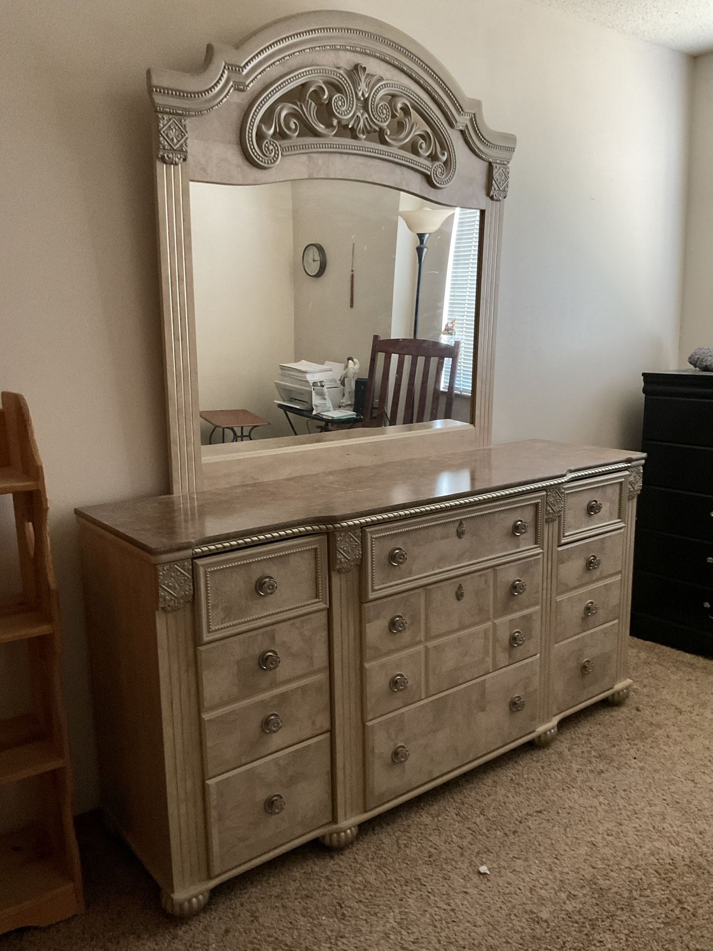 dresser and mirror