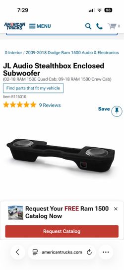 JL Audio Stealthbox Enclosed Subwoofer  for RAM 1500