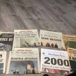 8 Vintage newspapers Houston,Miami,Stuart FL Columbia,Sept 11,2000 Millennium, Iraqi War,Challenger  $8