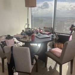 Solid Wood Round Table With 4 Matching Chairs 