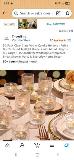 TripodBird 30-Pack Clear Glass Votive Candle Holders