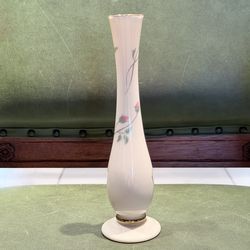 Lenox 24 Gold Karat Rim Rose Manor Pink Rose Bud Vase 7 1/4" Vintage