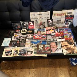 Lot Of 30+ Dale Earnhardt Sr / Jr Nascar Mags Stickers Key Chains Plaque Buttons