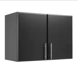 Prepac Elite Black 32 in. Stackable Wall Storage Cabinet, Bathroom Cabinet, Pantry Cabinet with Stor