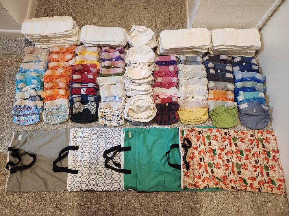 Lot of Medium & Large gDiapers Cloth Diapers, including Inserts