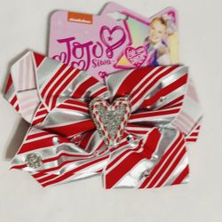 Bow for girl bright Heart Candy Can red white