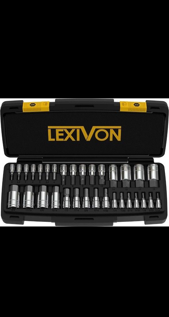 LEXIVON Master HEX Bit Socket Set,Premium S2 Alloy Steel Complete 32-Piece LX144