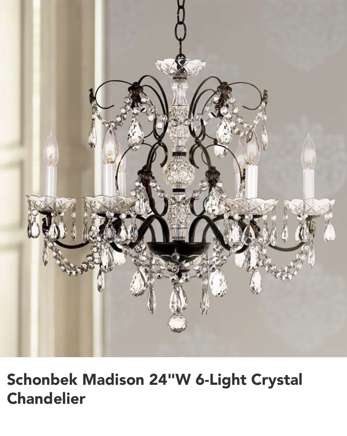 Schonbek Madison 24”W 6-Light Crystal Chandelier
