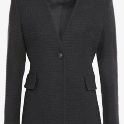 Maje Black Cotton-Tweed Blazer