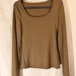 Shein Brown Square Neck Long Sleeve 