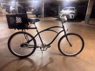 Black Beach Cruiser Bicycle with Rear Rack