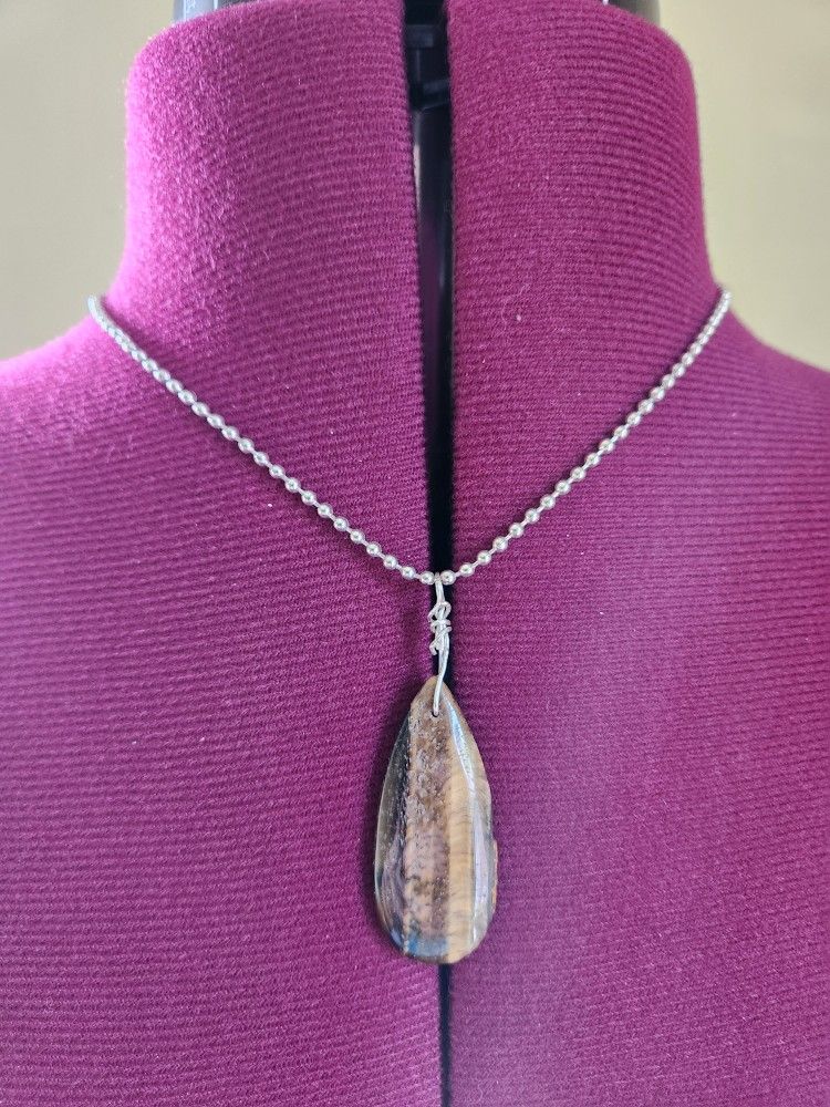 Real Tiger's Eye Pendant Necklace