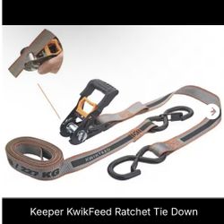 Keeper KwikFeed Ratchet Tie Down Description Strap 12ft. x 1in. 500lbs. with Safety Clip (2-Pack)
