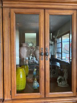 Wooden China Cabinet with Glass Doors