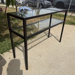 Tempered Glass Metal Frame Coonsole Entry Table