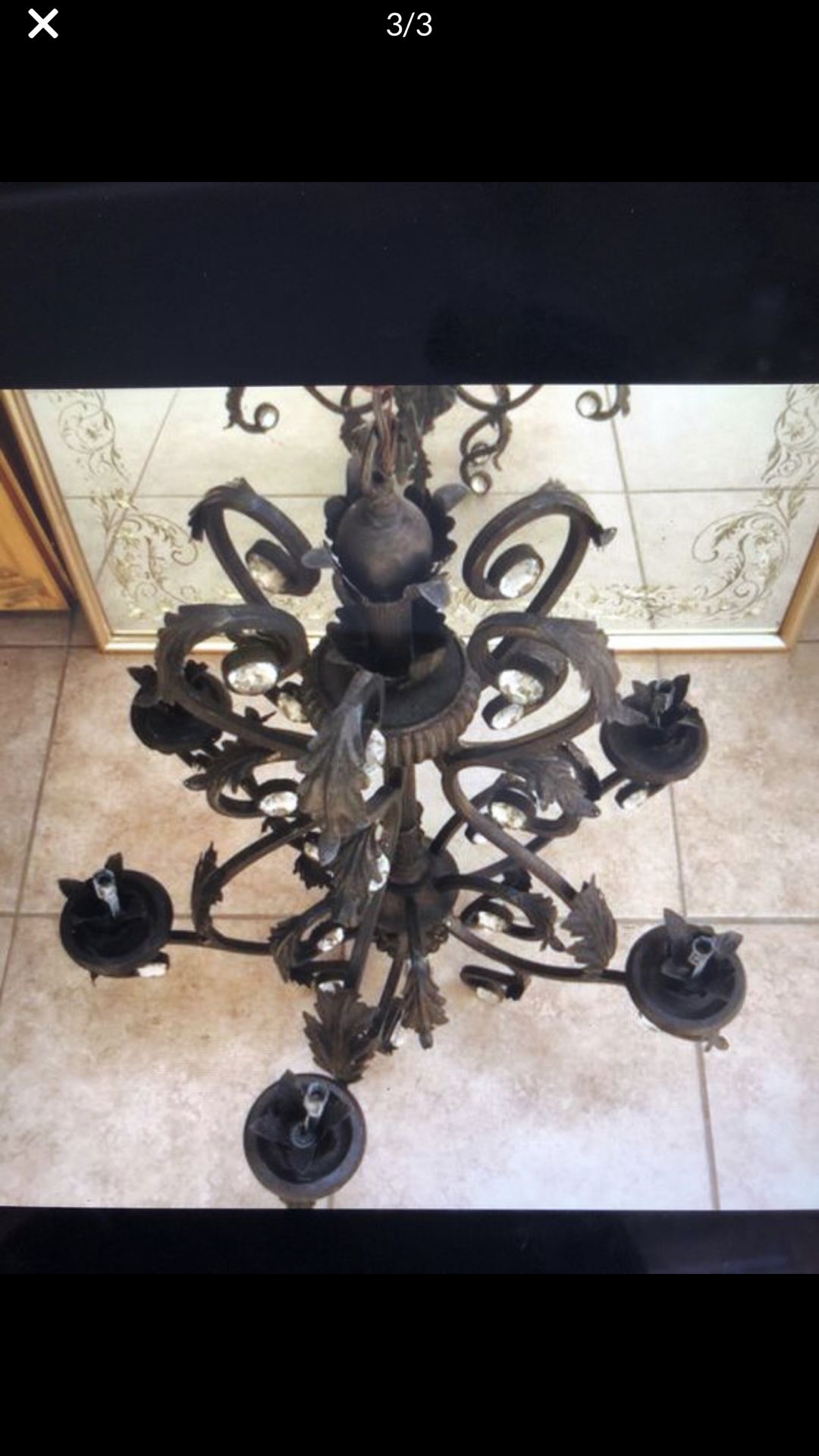 Antique Oil brushed bronze five light chandelier Iron It’s 35” tall and 25” wide