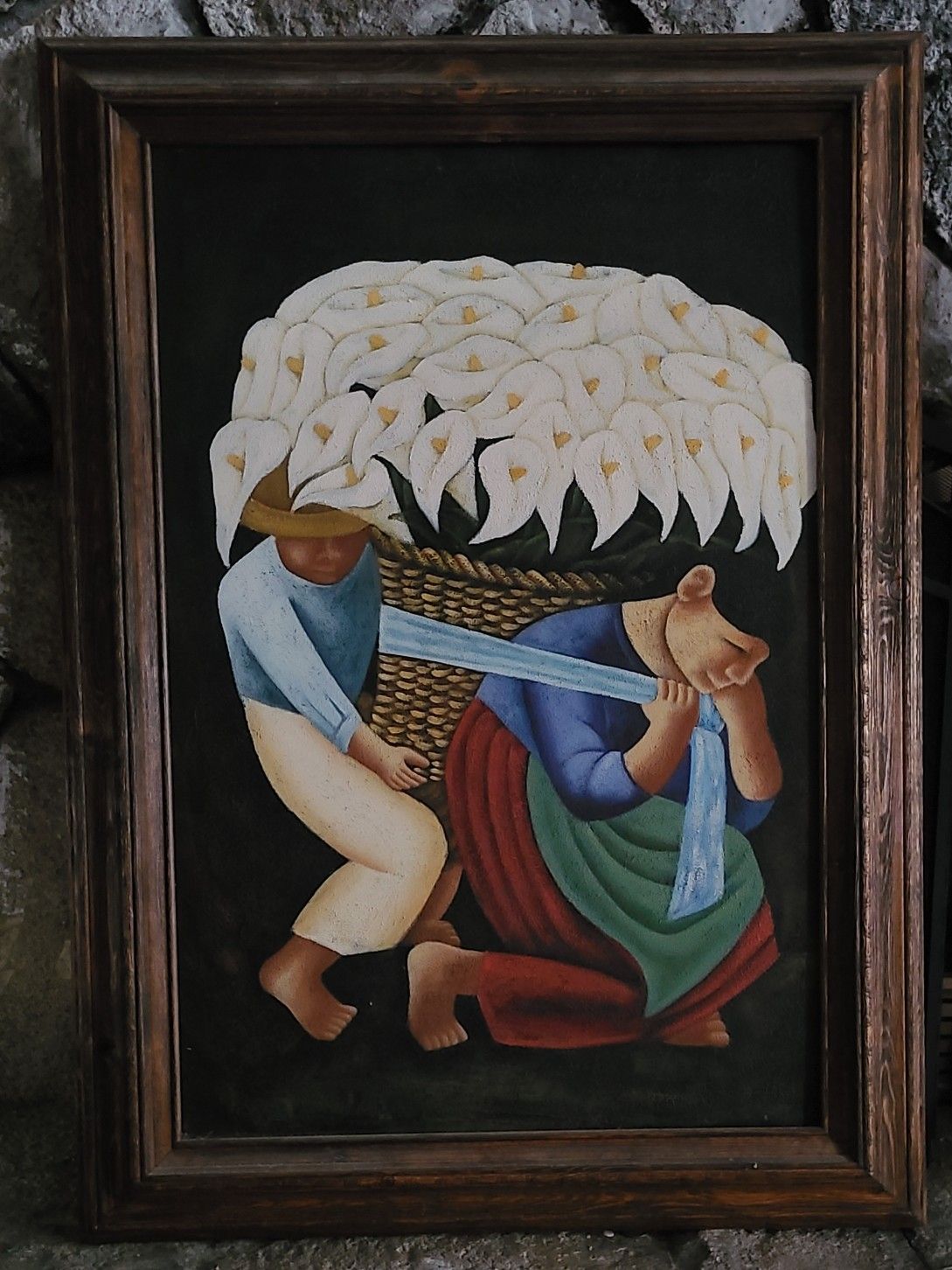 Diego Rivera "Flower carrier" framed painting