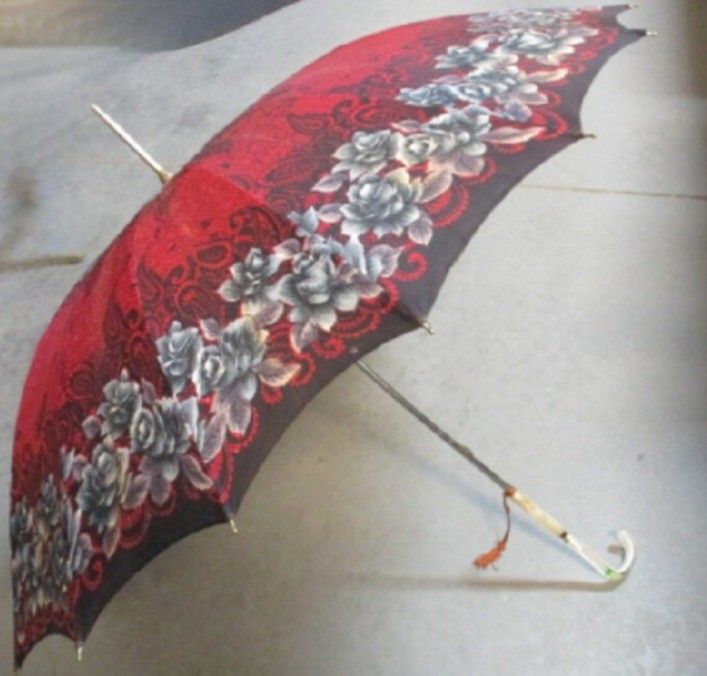 Antique Lucite Handle Parasol Umbrella.