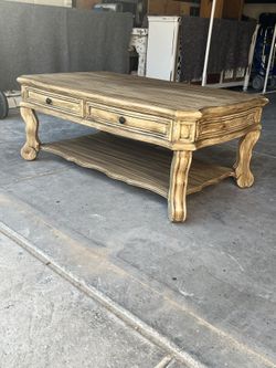 SOLID WOOD VINTAGE BOHO STYLE COFFEE TABLE