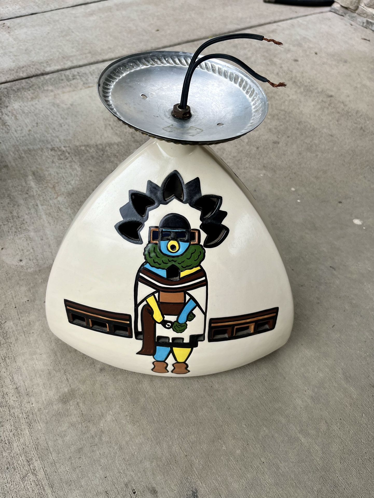 Kachina Doll Swag Ceramic Hanging Light Fixture Southwest Theme