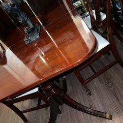 Antique Mahogany Duncan Phyfe Claw Foot Dining Room Table /6 Chairs