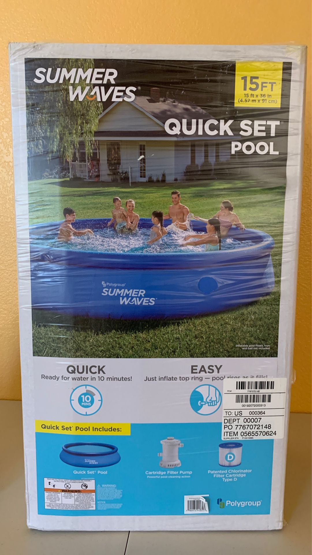 Brand New 15 Ft Summer Waves Quick Set Pool