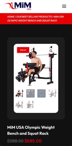 MiM USA Olympic Weight Bench and Squat Rack
