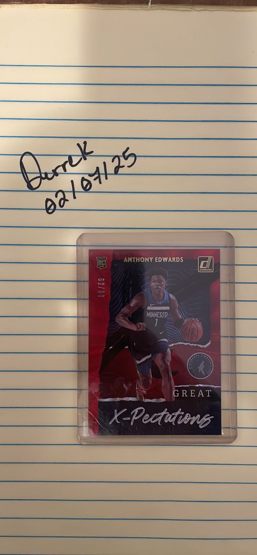 Anthony Edwards /99 Red Laser Rookie Card!