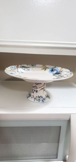 222 Fifth Lyanna Blue pedestal cake stand