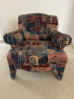 Upholstered Accent Armchair with Abstract Pattern