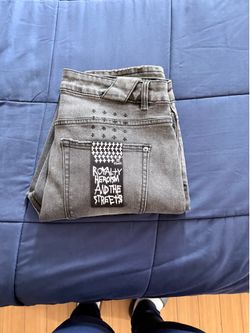 Ksubi Grey Denim Jeans with Cross Detail