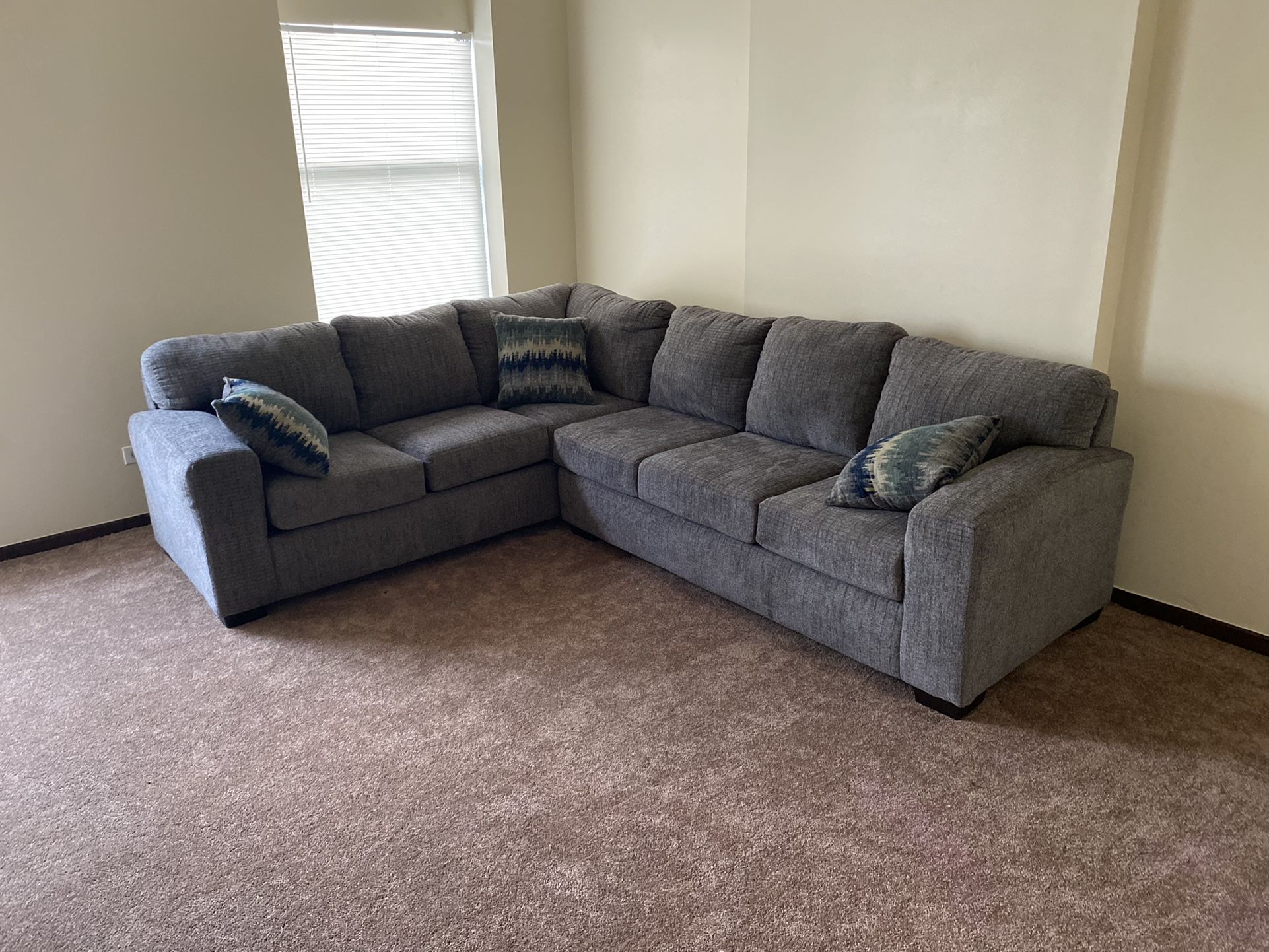 Large Grey Sectional Sofa Couch 