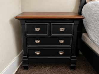 Black Nightstand with Cherry Top - 3 Drawers