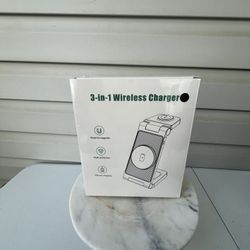 NEW GEJIUCAI Magnetic 3-in-1 Wireless Charger for iPhone, AirPods, Apple Watch, New In Box Sealed.