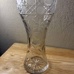 Vintage,Lead Crystal,Tall 12.5”,Etched Glass VASE,great for Roses, Iris,Cuttings