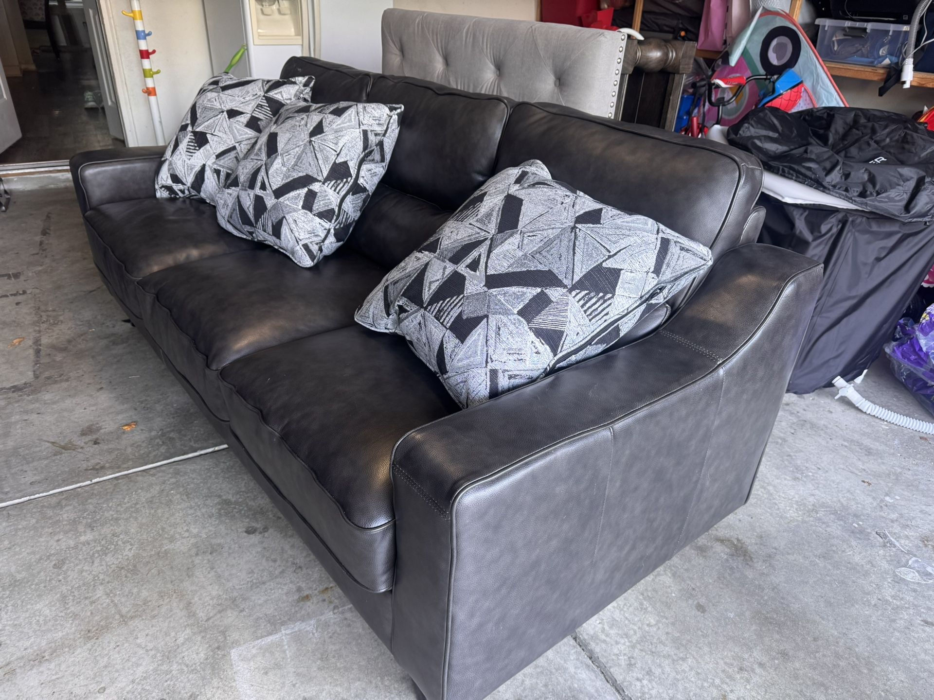 Premium Leather Couch And Ottoman