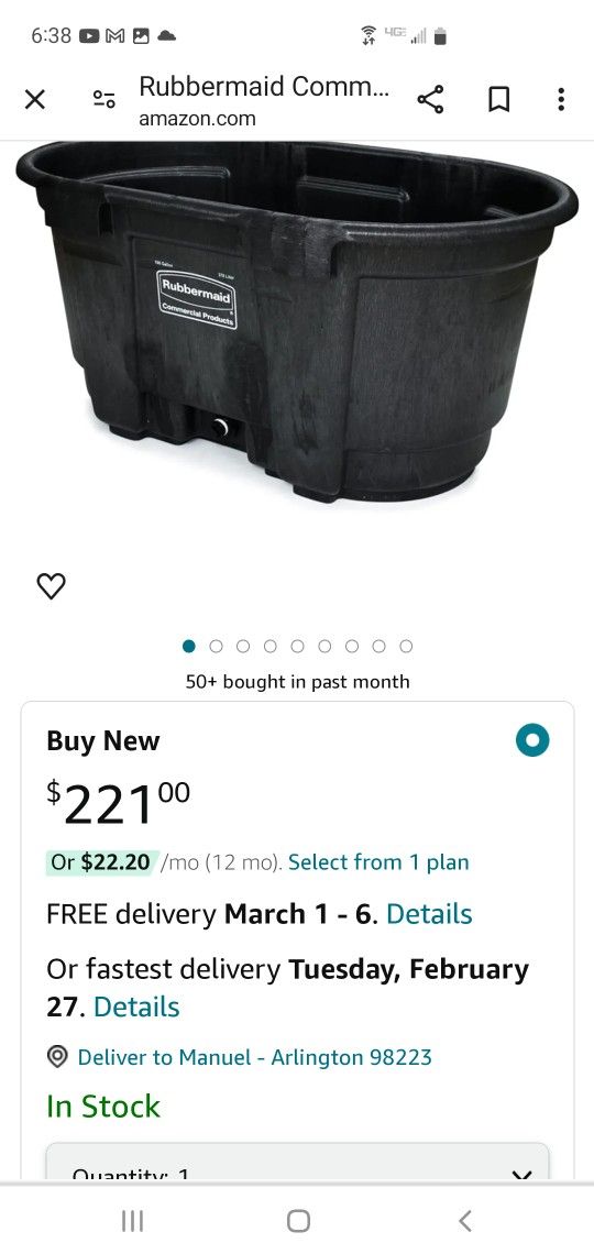 Rubbermaid stock tank 100 gallon $100