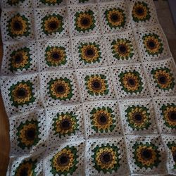Crochet Sun Flower Blanket 3x5