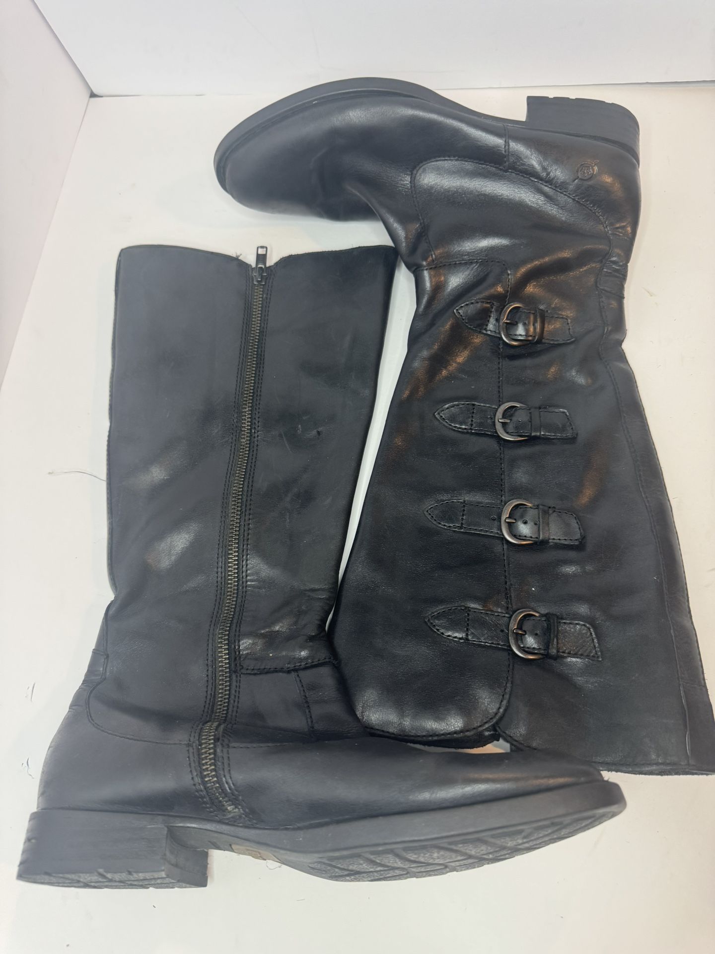 Born Black Leather Knee High Boots Size 9M