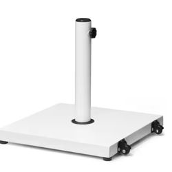 45 lbs. Outdoor Weighted Cement Concrete Patio Umbrella Base with Wheels in White