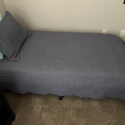 Twin Bedframe + Mattress + Sheets +Pillows
