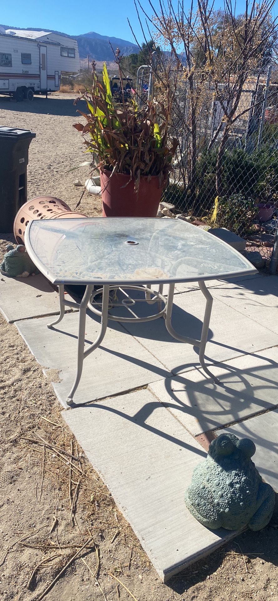 Metal Glass Table & Chairs